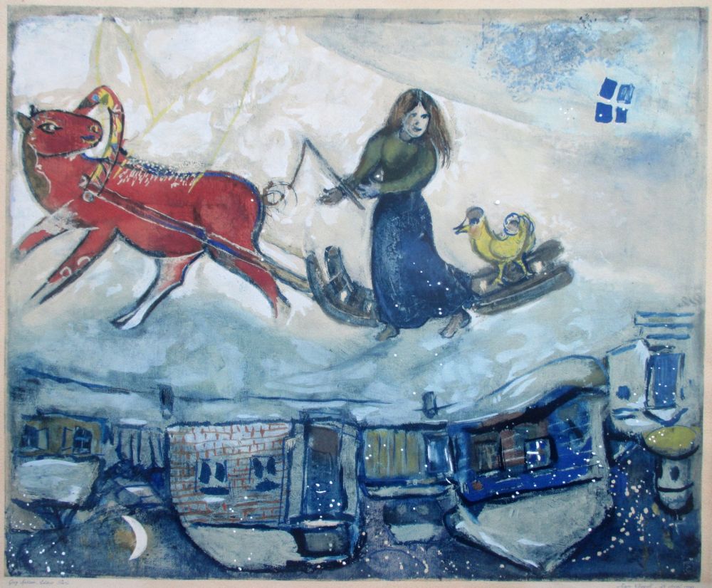 Collographie Chagall - Le Cheval Rouge