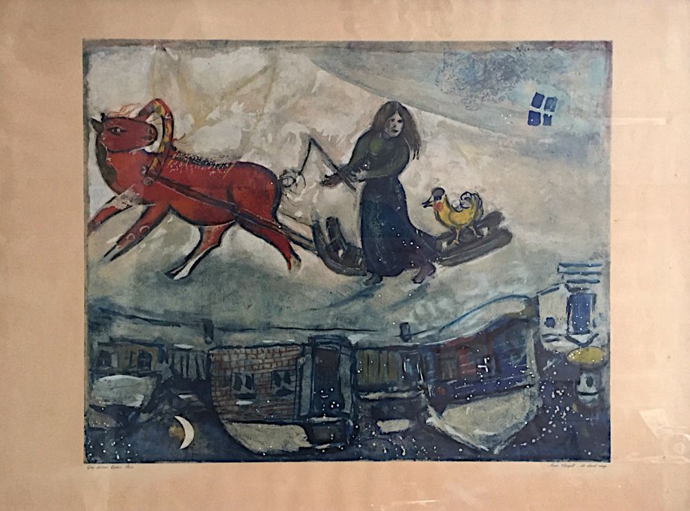 Lithographie Chagall - Le cheval rouge