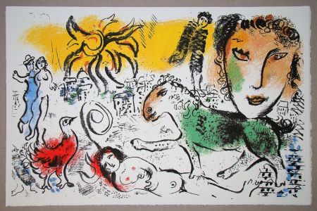 Lithographie Chagall - Le cheval vert