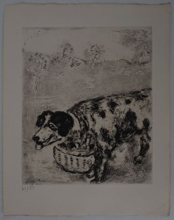 Gravure Chagall - Le chien au panier (Le chien qui porte à son cou le dîner de son maître)