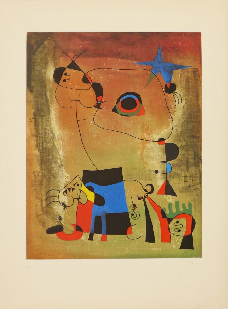 Aquatinte Miró (After) - Le chien bleu