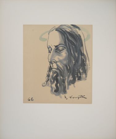 Gravure Sur Bois Foujita - Le Christ