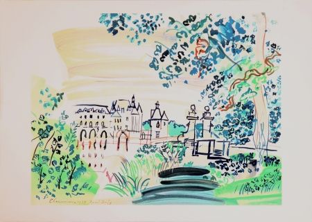 Lithographie Dufy - Le château de Chenonceaux