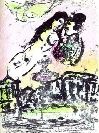 Lithographie Chagall - Le Ciel de la Place de la Concorde M. 393