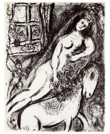 Lithographie Chagall - LE CIRQUE : Lithographie originale (Tériade, Paris 1967)