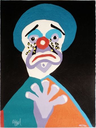 Gravure Sur Bois Appel - Le Clown aux Larmes d' Or