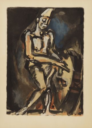 Lithographie Rouault (After) - Le Clown Musicien (1938), 1959