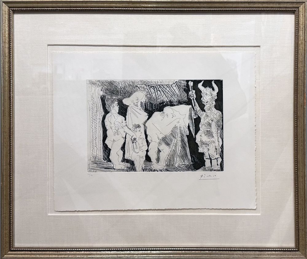 Eau-Forte Et Aquatinte Picasso - Le Cocu Posant pour une photographie devant des spectateurs (The cuckold posing for a photograph in front of spectators)