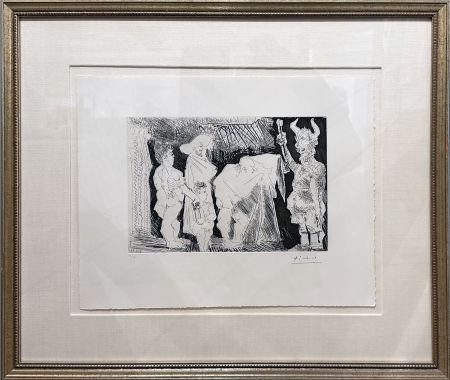 Eau-Forte Et Aquatinte Picasso - Le Cocu Posant pour une photographie devant des spectateurs (The cuckold posing for a photograph in front of spectators)