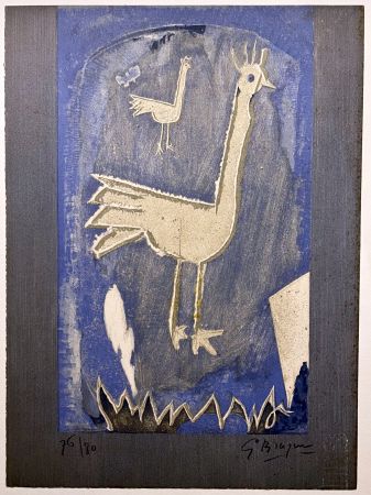 Lithographie Braque - LE COQ. Lithographie originale signée (1952/53)