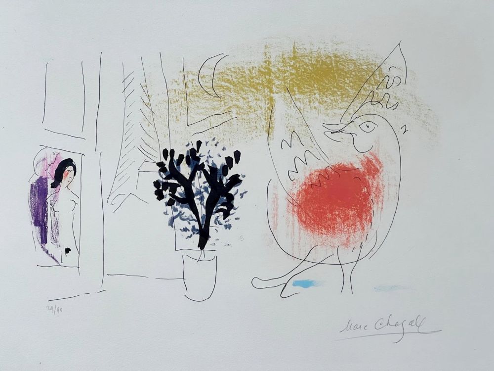 Lithographie Chagall - Le Coq rouge 