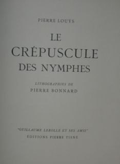 Livre Illustré Bonnard - LE CREPUSCULE DES NYMPHES