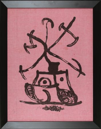 Lithographie Miró - Le dame aux damiers