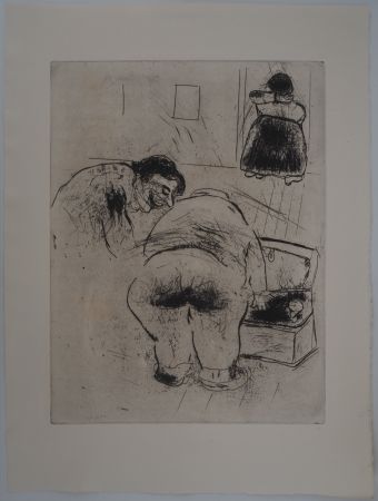 Gravure Chagall - Le déménagement (Notre héros tenait à être prêt)
