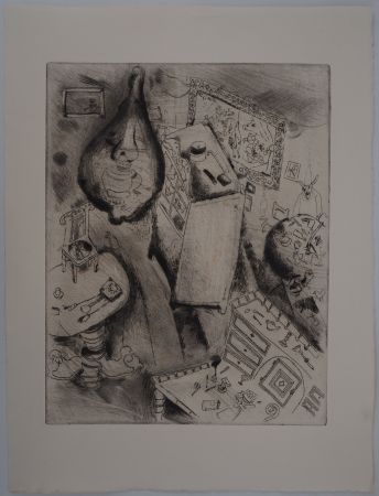 Gravure Chagall - Le désordre (La chambre de Pliouchkine)