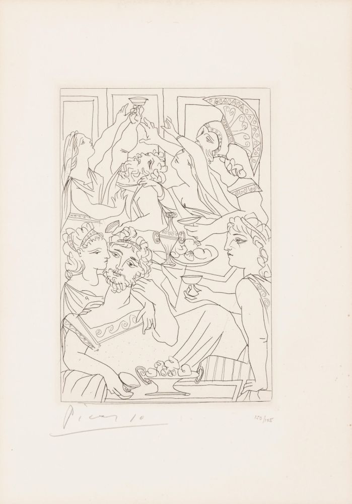 Gravure Picasso - Le festin, pl. 6