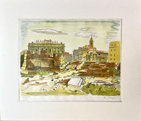 Lithographie Brayer - Le Forum de Rome