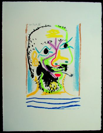 Sérigraphie Picasso - Le Gout du Bonheur 16, Fumeur II