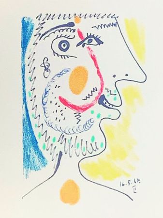 Lithographie Picasso (After) - Le Goût du Bonheur - Portrait d’un homme barbu (1964)