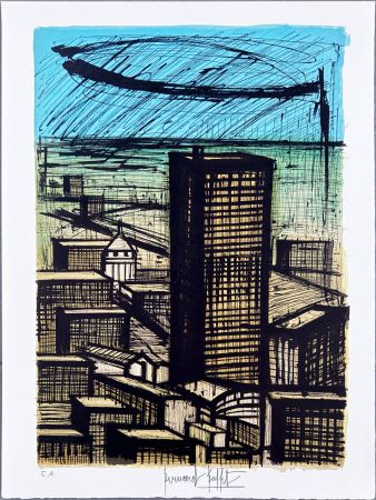 Lithographie Buffet - Le grand bâtiment à Tokyo