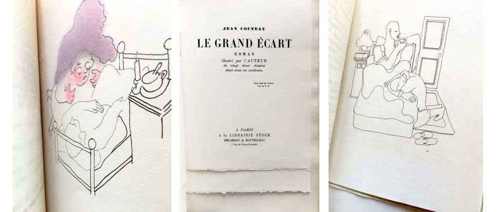 Livre Illustré Cocteau - LE GRAND ÉCART. Roman illustré par l'auteur de vingt deux dessins dont onze en couleurs.