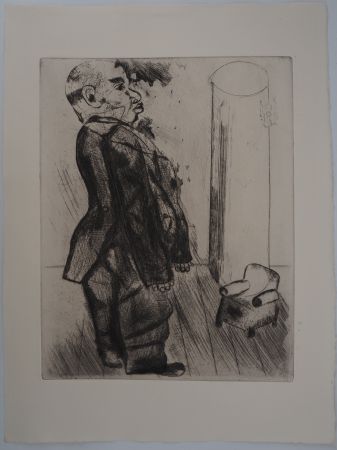 Gravure Chagall - Le géant et le petit fauteuil ( Sobakevitch près du fauteuil)