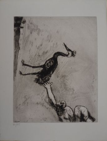 Gravure Chagall - Le héron (Les grenouilles qui demandent un roi)