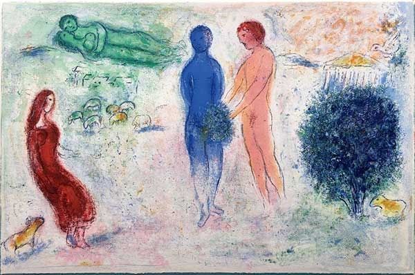 Lithographie Chagall - Le jugement de Chloé