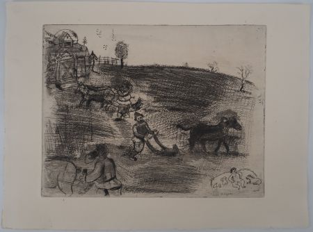 Gravure Chagall - Le labourage
