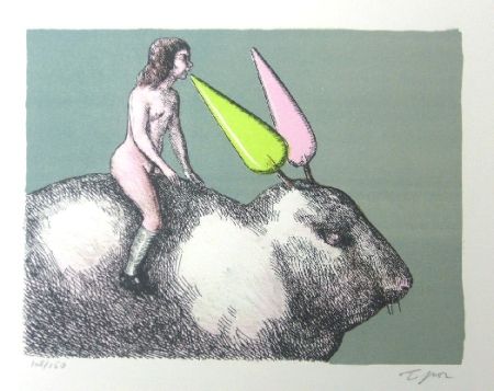 Lithographie Topor - Le lapin