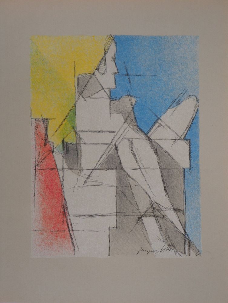 Lithographie Villon - Le lecteur