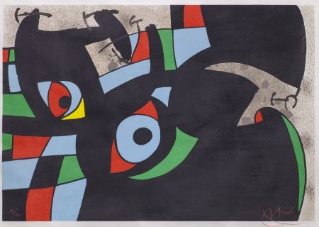 Lithographie Miró - Le Lezard Aux Plumes D'Or