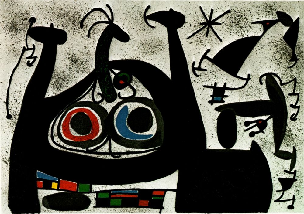 Lithographie Miró -  Le Lezard aux plumes d’or - Arc-en-ciel  - (Maeght 818)