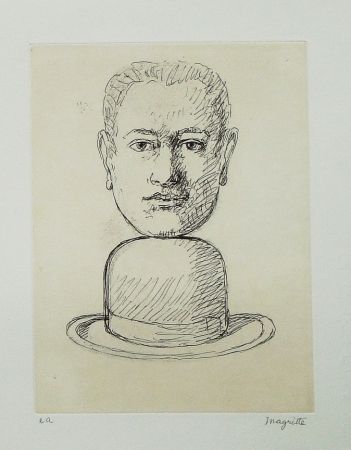 Eau-Forte Et Aquatinte Magritte - Le lien de paille (Man with a Bowler Hat)