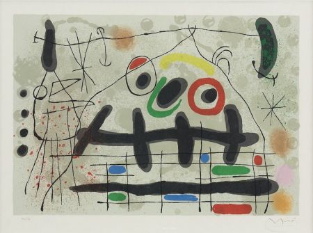 Lithographie Miró - Le Lizard aux Plumes d' Or