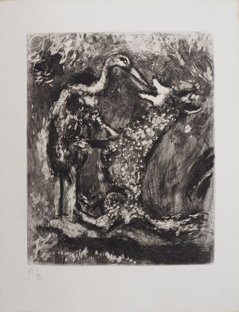 Gravure Chagall - Le loup et la cigogne