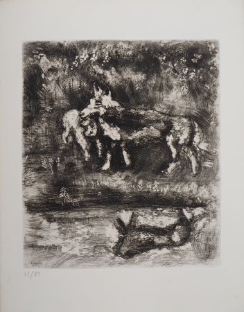 Gravure Chagall - Le loup et l'agneau