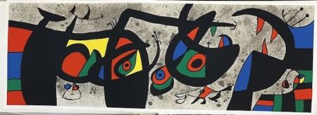 Lithographie Miró - Le lézard aux plumes d' or