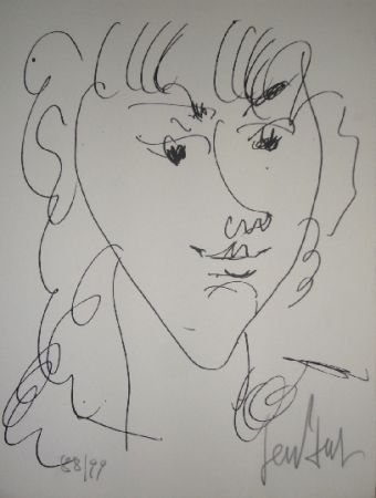 Lithographie Paul  - Le modèle, portrait de Lola