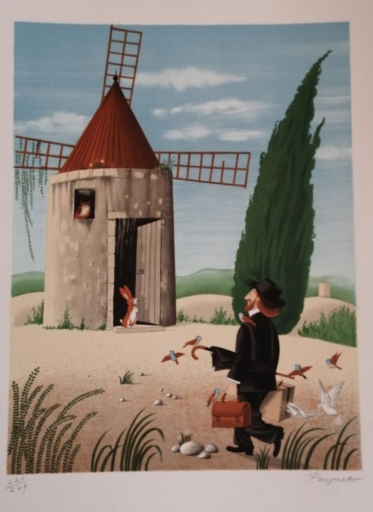 Lithographie Peynet - Le Moulin de Daudet