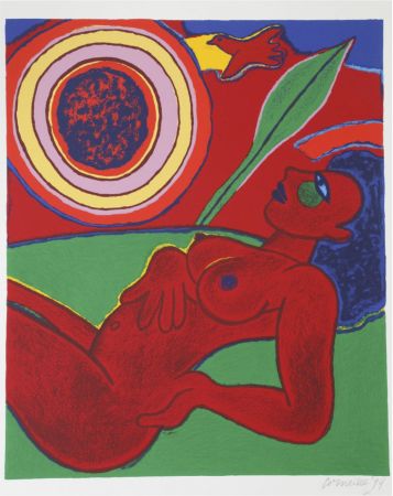 Lithographie Corneille - Le nu rouge en été