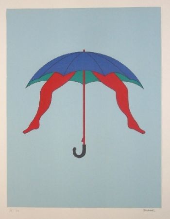 Lithographie Marien - Le parapluie