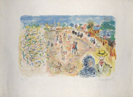 Lithographie Terechkovich - Le parc, circa 1961 - Hand-signed