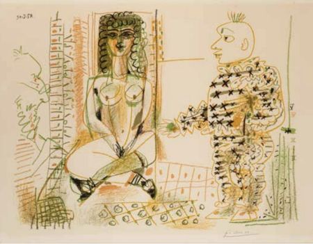 Lithographie Picasso - Le peintre et son modele