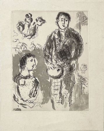 Gravure Chagall - Le peintre et son modèle