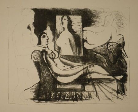 Lithographie Picasso - Le peintre et son modèle / Der Maler und sein Modell