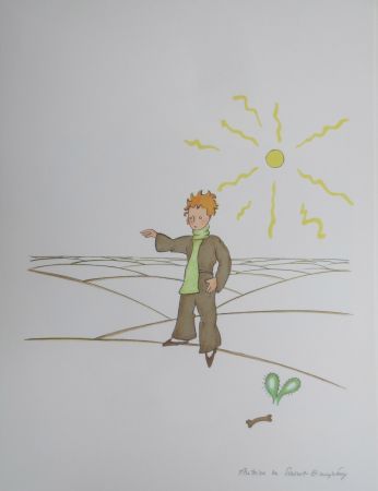 Lithographie Saint-Exupéry - Le petit prince dans le désert