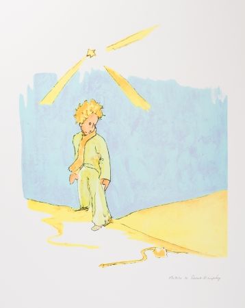 Lithographie Saint-Exupéry - Le Petit Prince et le serpent
