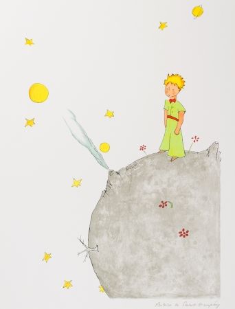 Lithographie Saint-Exupéry - Le Petit Prince sur l'astéroide B-612