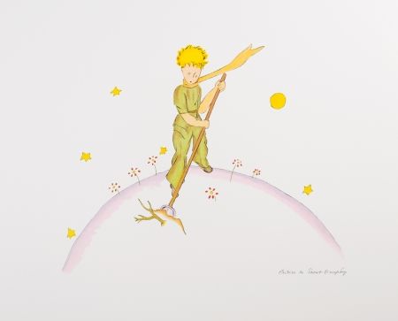 Lithographie Saint-Exupéry - Le Petit Prince sur sa planète